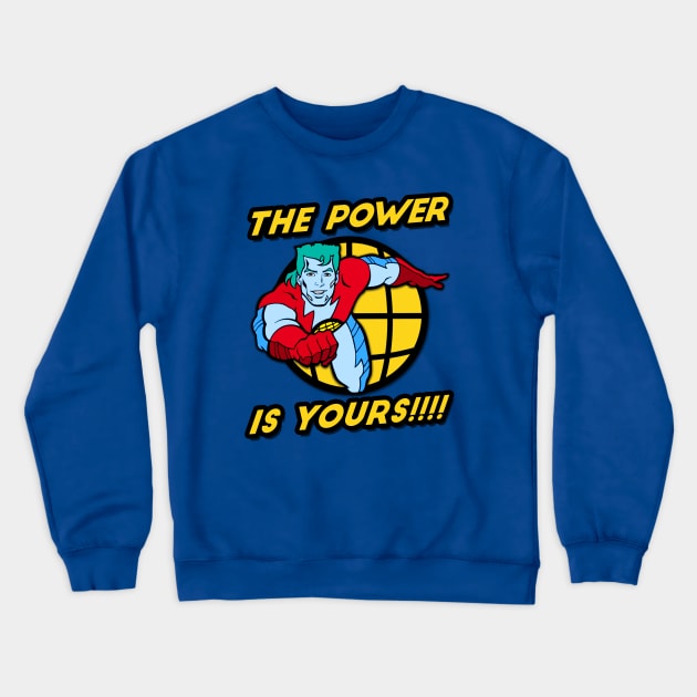 Captain Planet Flying Crewneck Sweatshirt by BigOrangeShirtShop